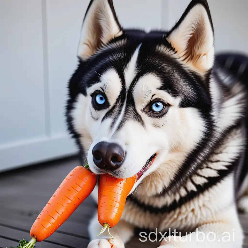 Husky-Dog-Enjoying-Fresh-Carrots-in-a-Cozy-Setting