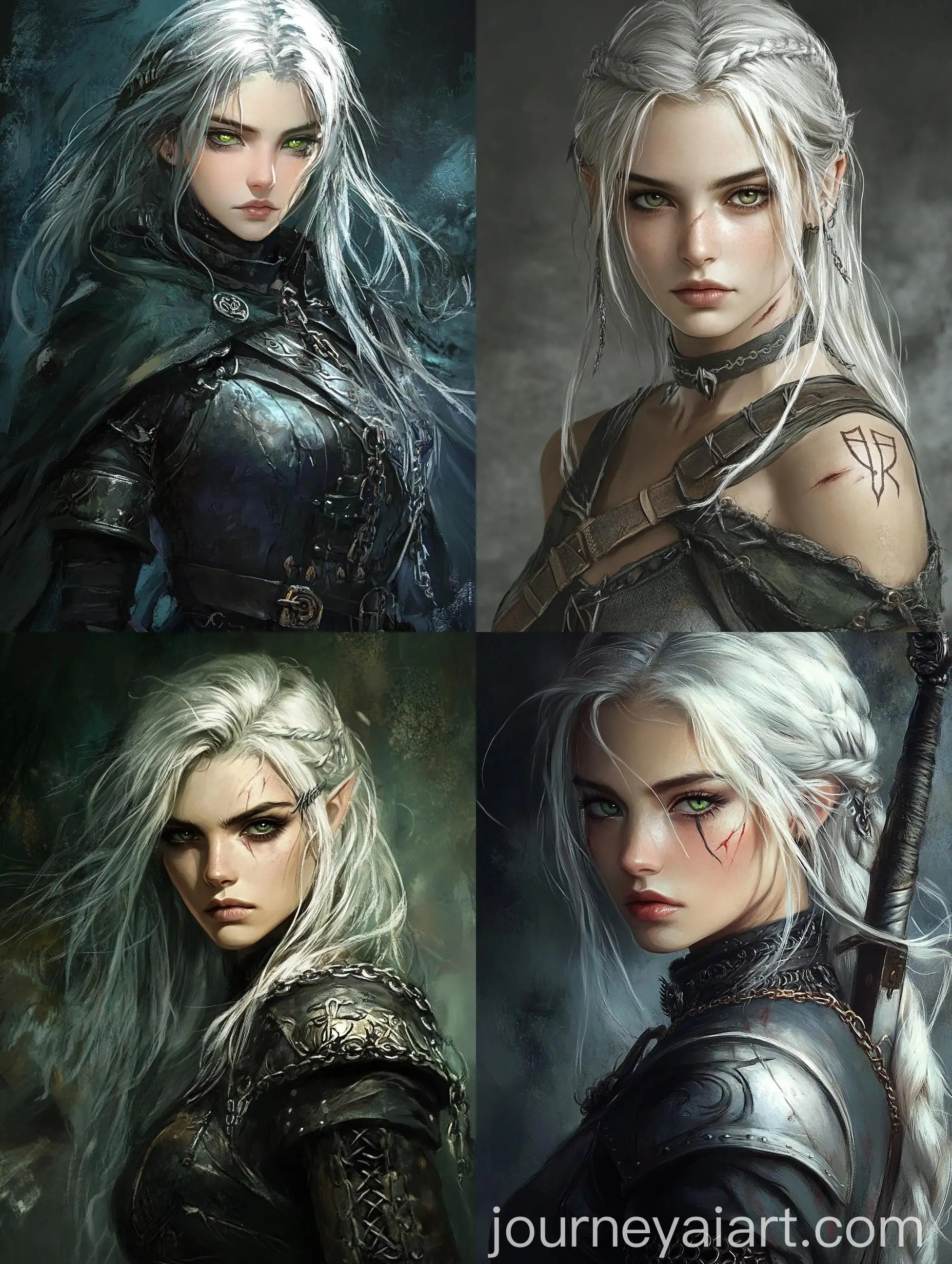 Mysterious-Female-Warrior-with-SilverWhite-Hair-and-Nordic-Runes