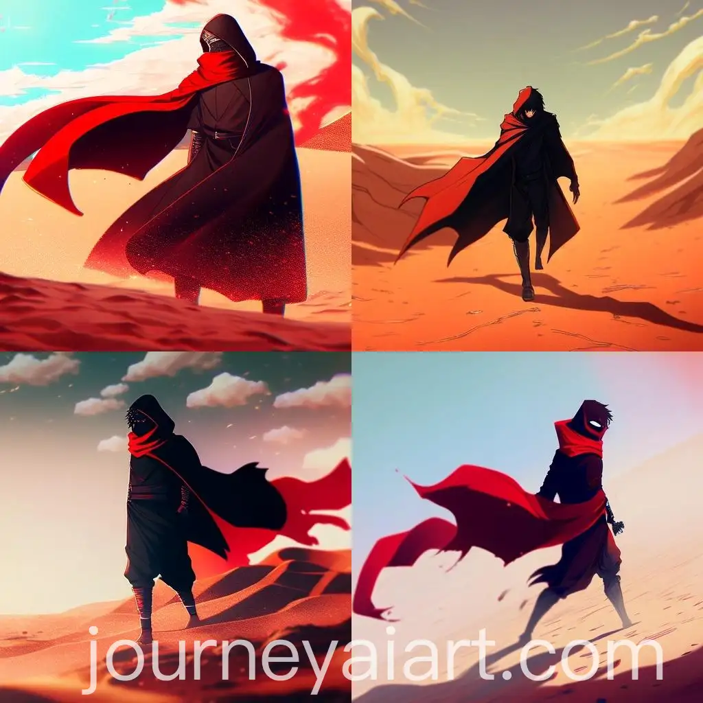 Anime-Style-RedSkinned-Figure-Walking-on-Sand