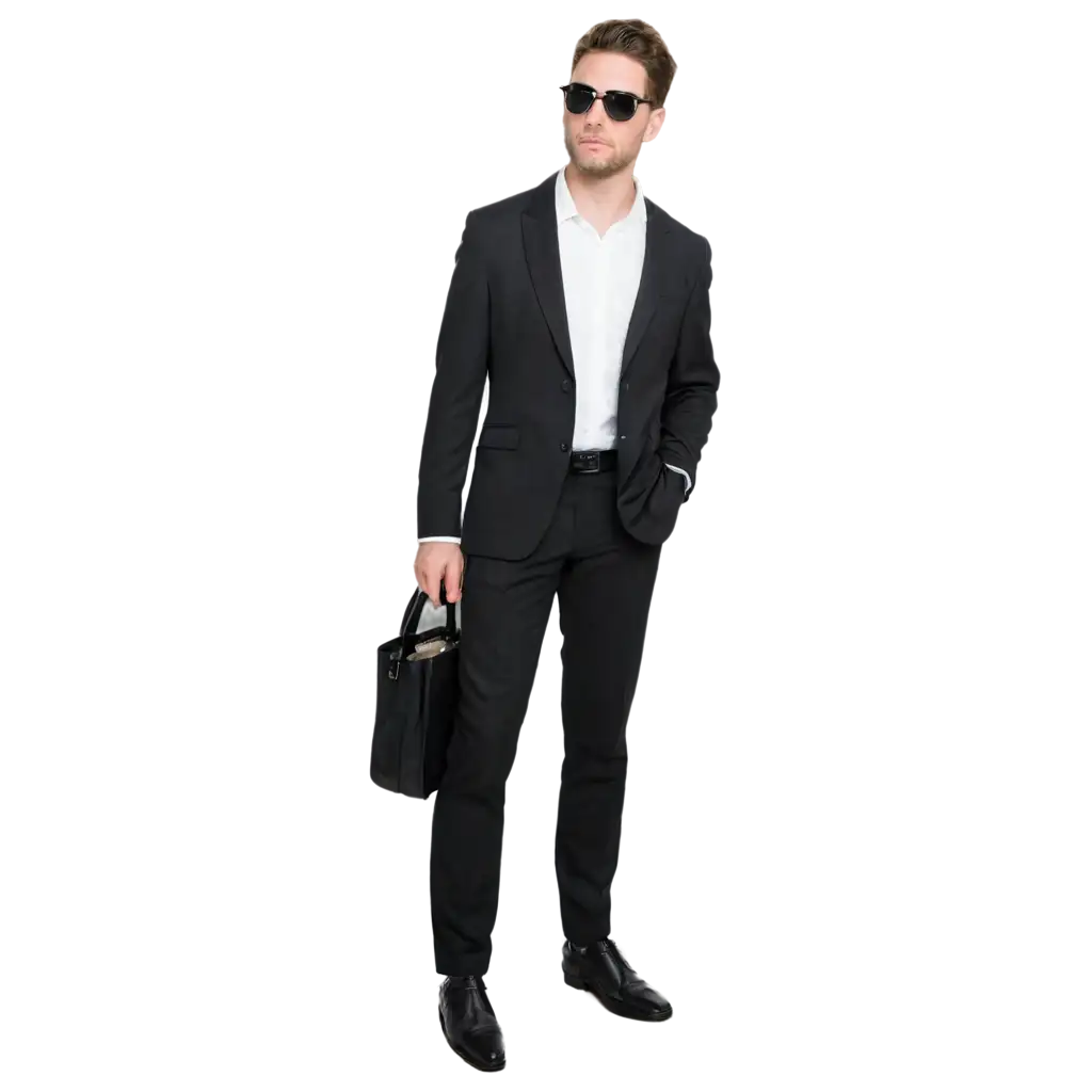 Black-and-White-Suit-with-Black-Sunglasses-PNG-Image-for-Stylish-Designs
