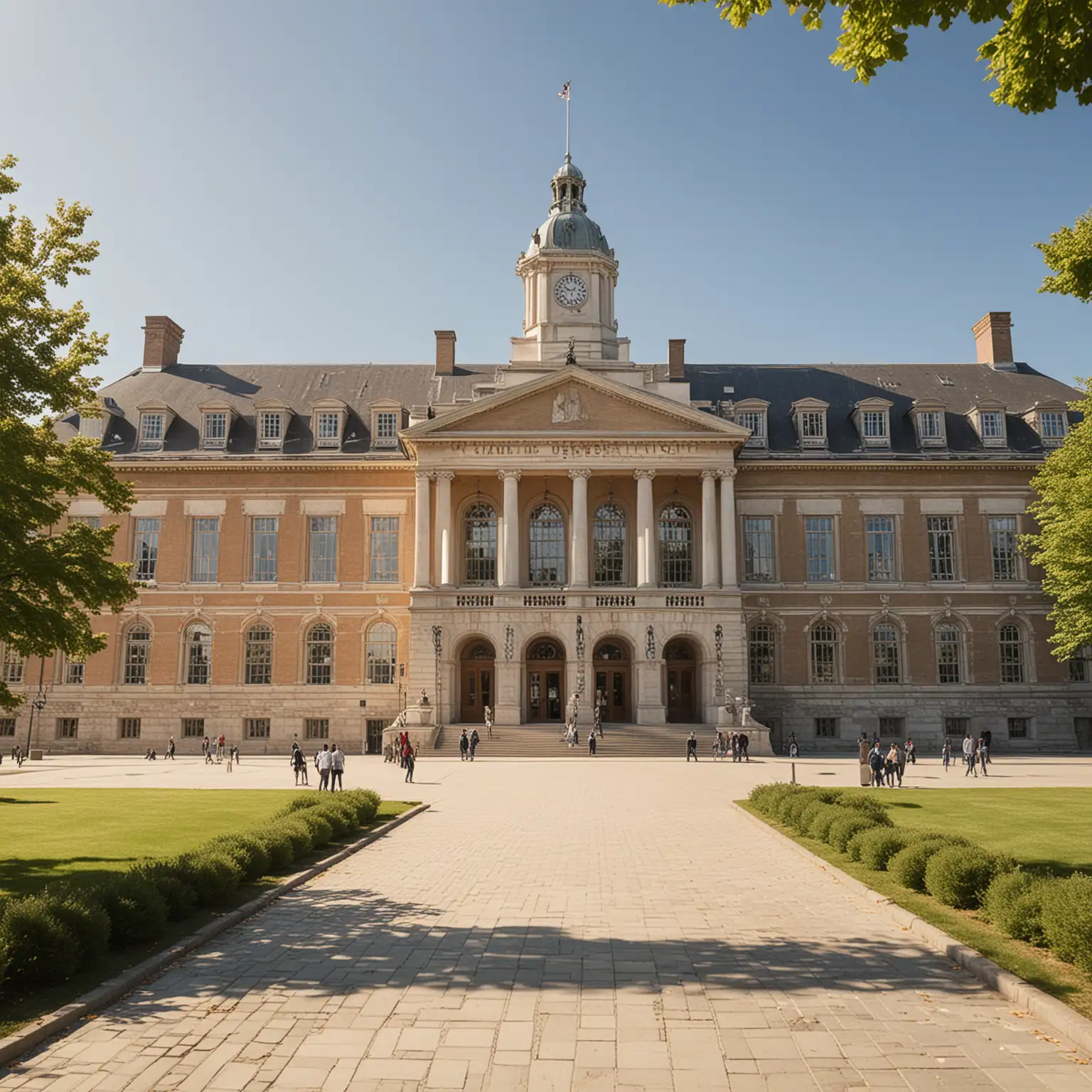 University Campus Main Building in Sunny Atmosphere