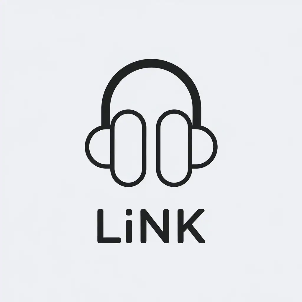 a vector logo design,with the text "link", main symbol:modern Bluetooth headphones, airpod,Minimalistic,be used in Internet industry,clear background