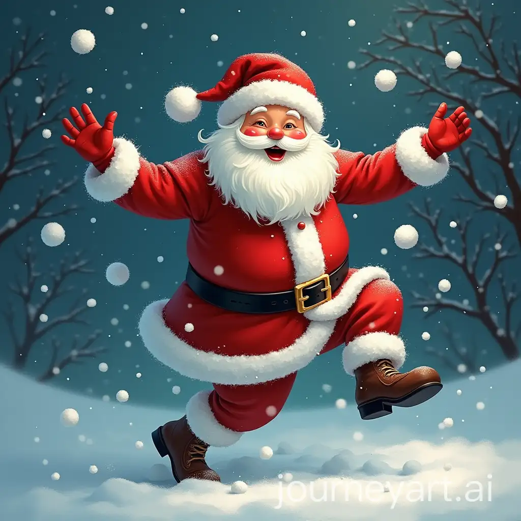 Jolly-Santa-Claus-Dancing-with-Snowballs-in-a-Winter-Wonderland