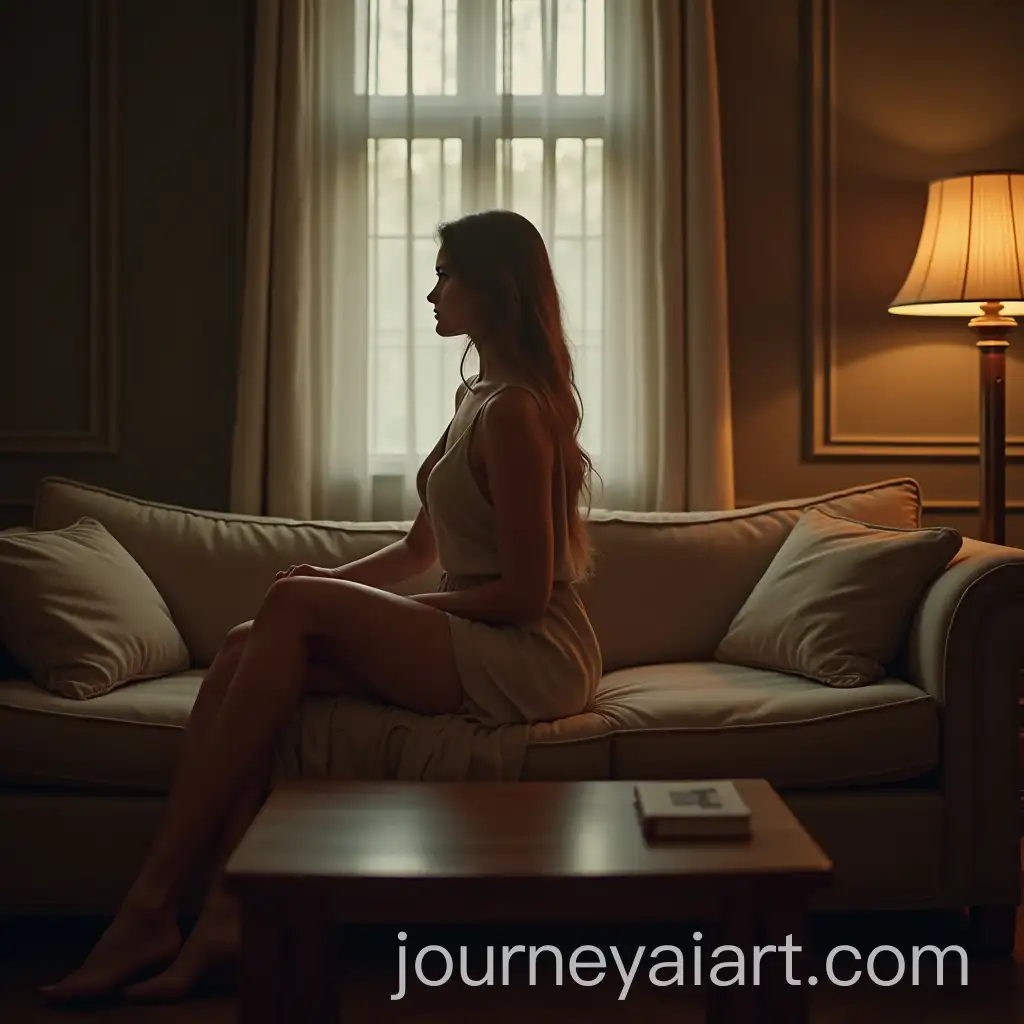 Beautiful-Woman-Relaxing-on-a-Couch-in-a-Cozy-Room