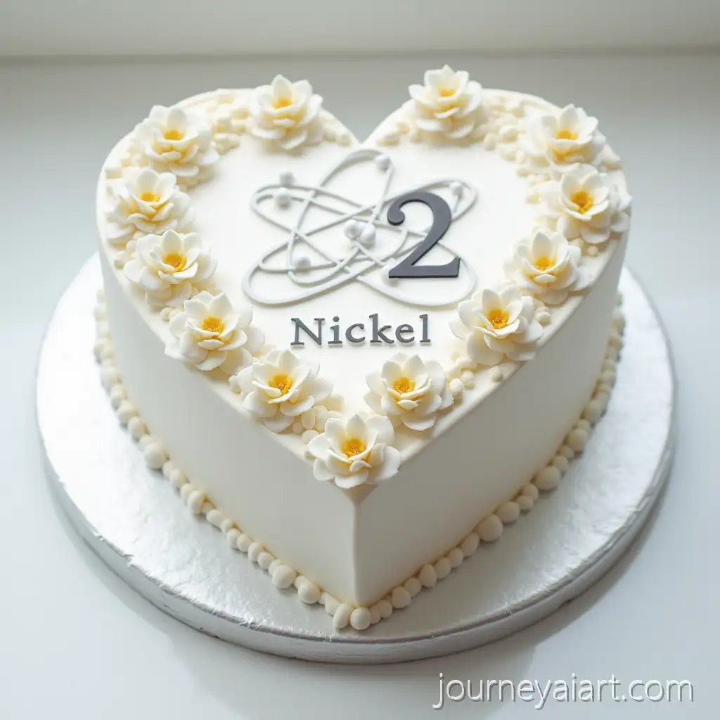 HeartShaped-Cake-with-SilverAI-Art-Prompt-Expansion-and-White-Design-Featuring-Nickel-Symbol-and-Delicate-Flowers