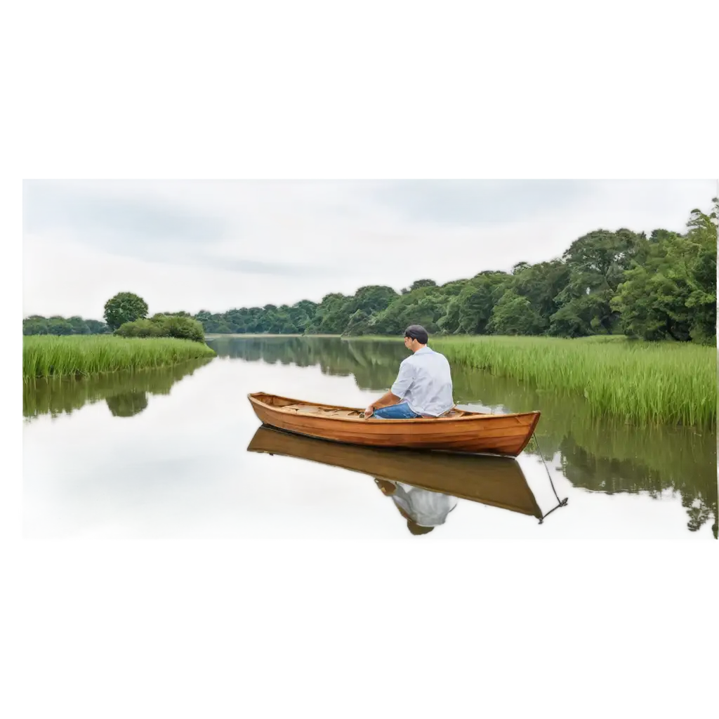 Tranquil-River-Scene-with-Wooden-Boat-PNG-Serene-Landscape-for-Contemplation