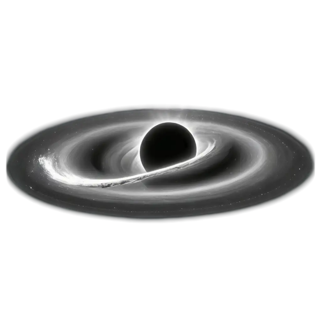 PNG-Image-of-a-Black-Hole-with-Jets-and-Curved-Space-in-Black-White-and-Grey-Colors