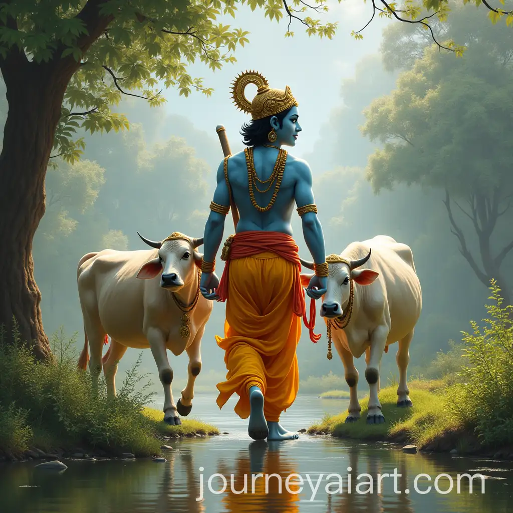 Hindu-God-Krishna-with-Cows-in-a-Serene-Pastoral-Landscape