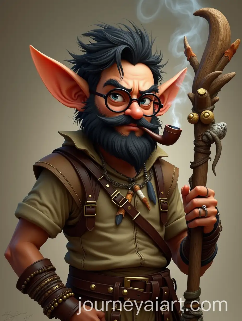 Young-Gnome-with-Pipe-and-Wooden-Staff-in-Cinematic-Lighting