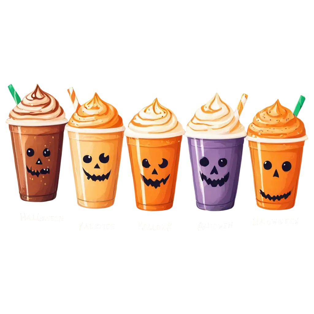 Cartoon-Illustration-of-4-Halloween-Latte-Drinks-in-PNG-Format