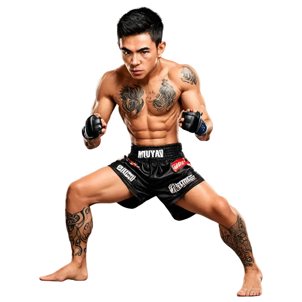 draw caricature of a tattooed man muay thai