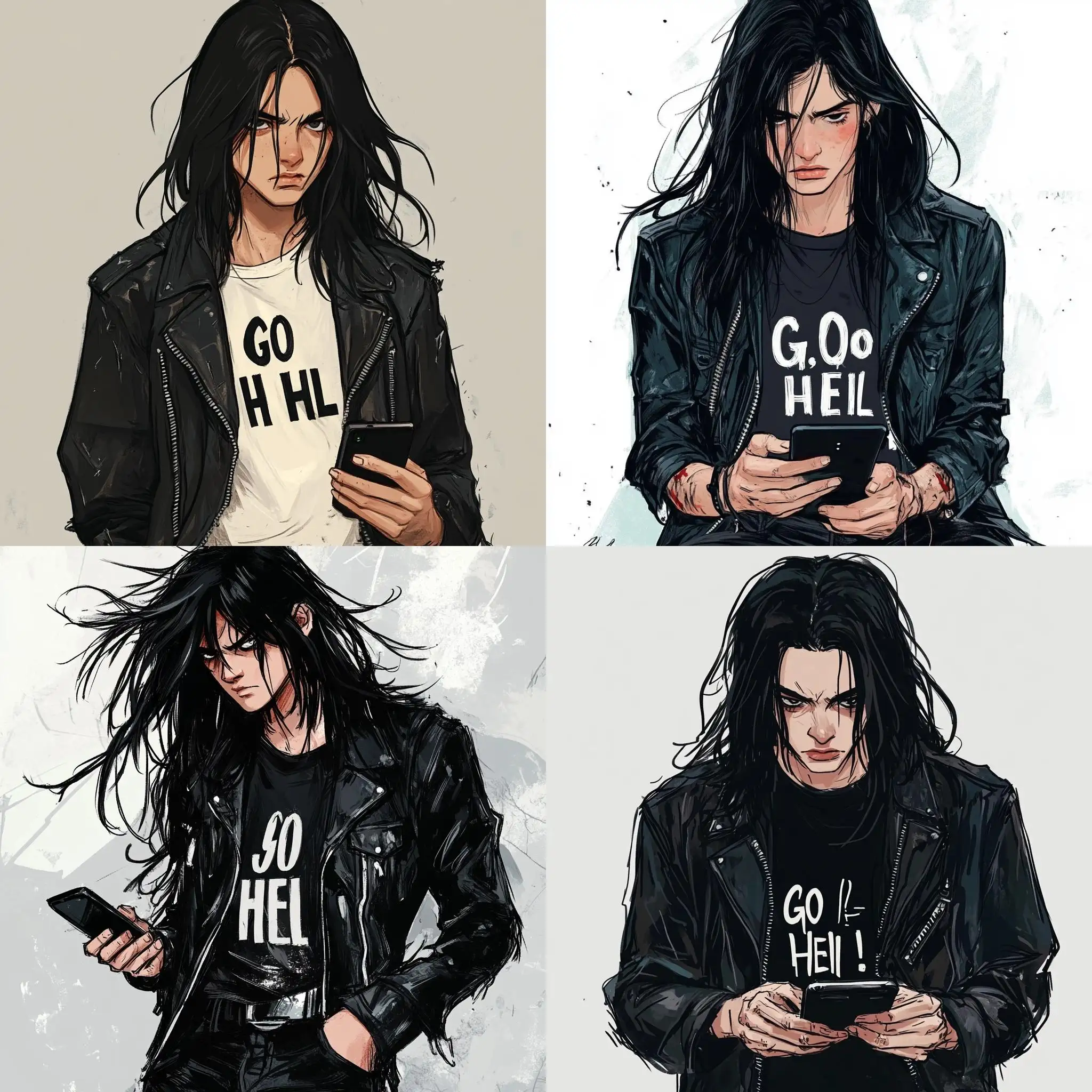 Rebellious-Teenager-with-Smartphone-in-Comic-Style