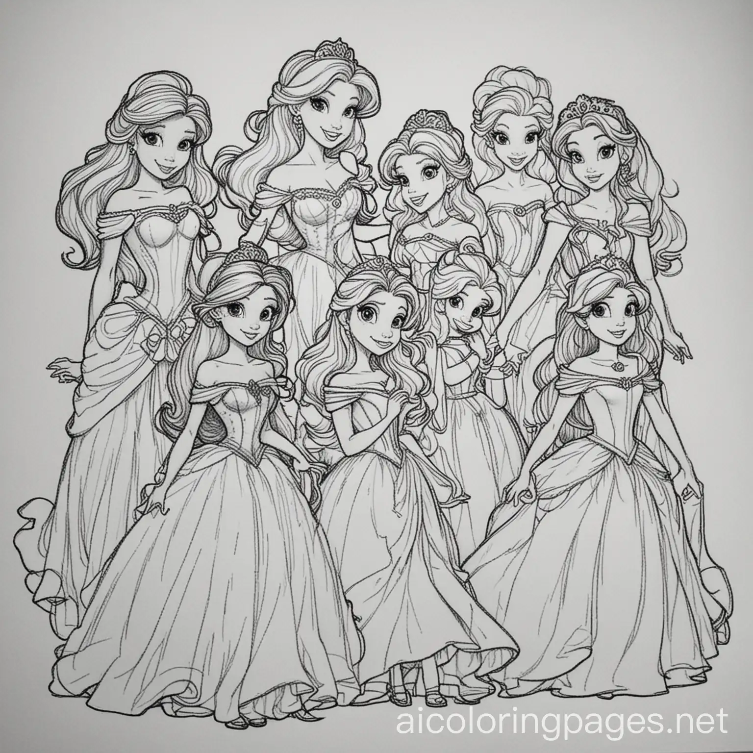 Disney-Princesses-and-Descendants-Coloring-Page