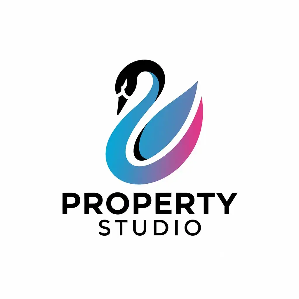 LOGO Design for Property Studio Minimalist Swan Icon with Gradient Accents