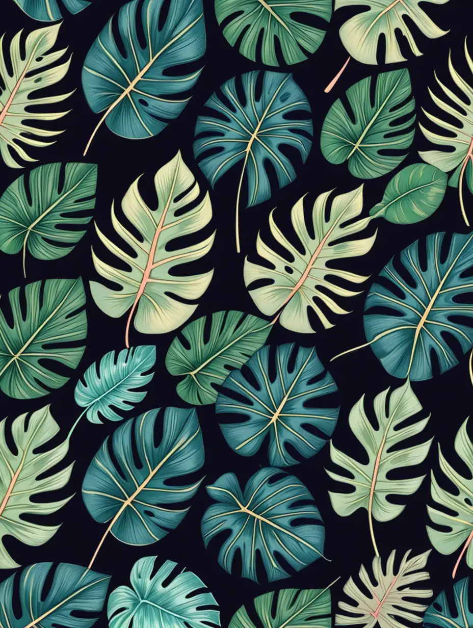 Tropical Botanical Pattern with Vibrant Leaves