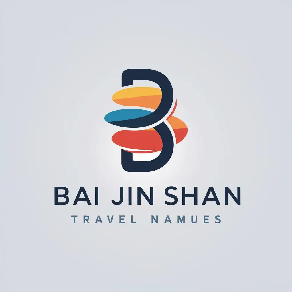 a vector logo design,with the text "Bai Jin Shan", main symbol:angled style of ellipse stacked liquid connected B-shaped letters,Moderate,be used in Travel industry,clear background