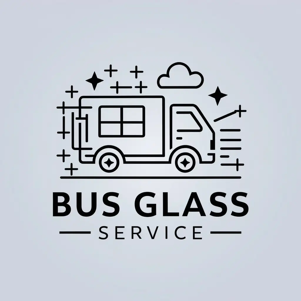 LOGO Design for Bus Glass Service Detailed Cyber Truck and Minibus Windows with Crosses Stars and Clouds