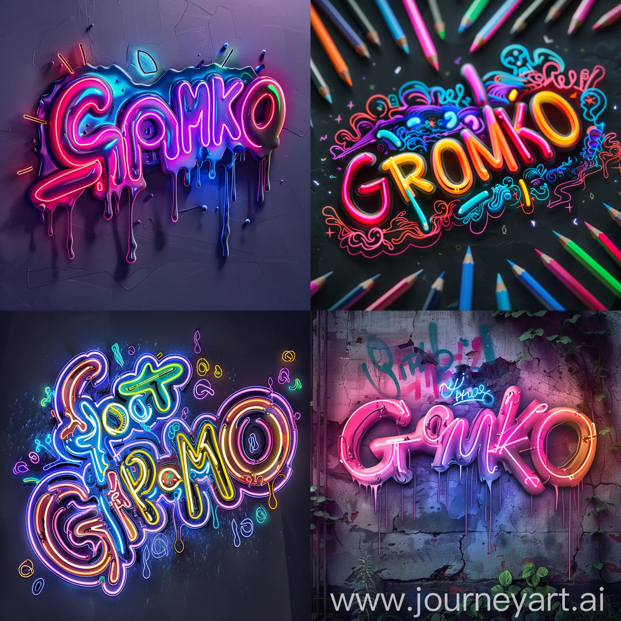 Neon-GROMKO-Word-Art-in-Vibrant-Colors