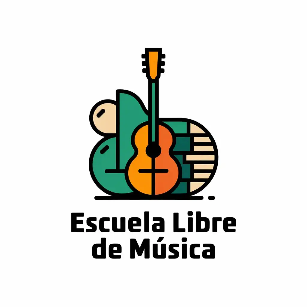 LOGO Design for Escuela Libre de Msica Guitar Double Bass Piano Drum Theme for Education Industry