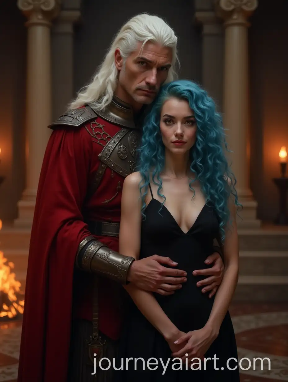 Fantasy-Couple-in-Dark-Interior-with-Magic-and-Fire