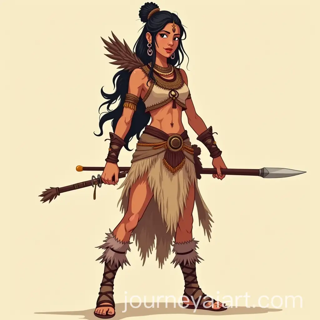 Full-Body-Vector-Girl-Warrior-in-Traditional-Indian-Style