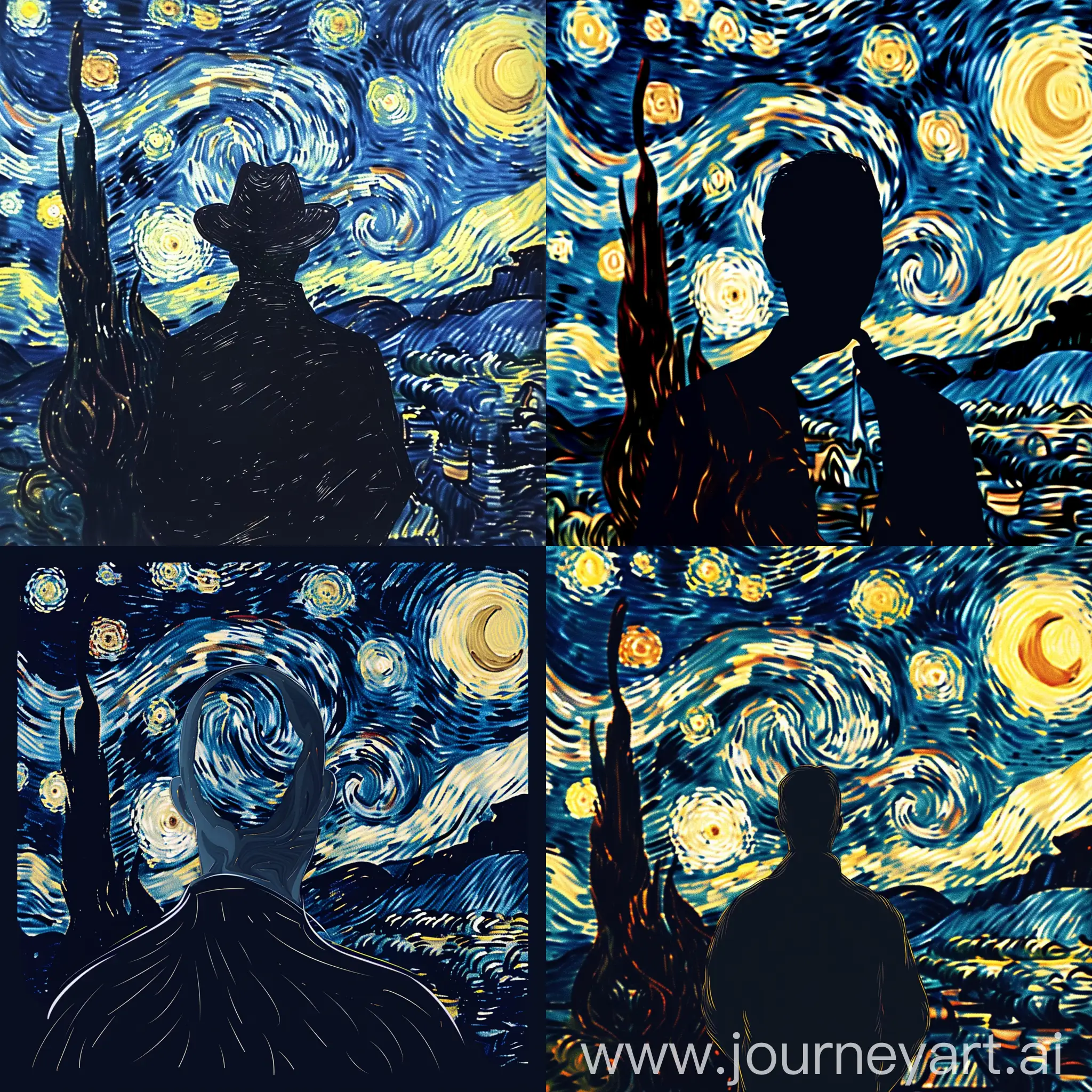 Silhouette-Avatar-in-Vincent-van-Goghs-Starry-Night-Style