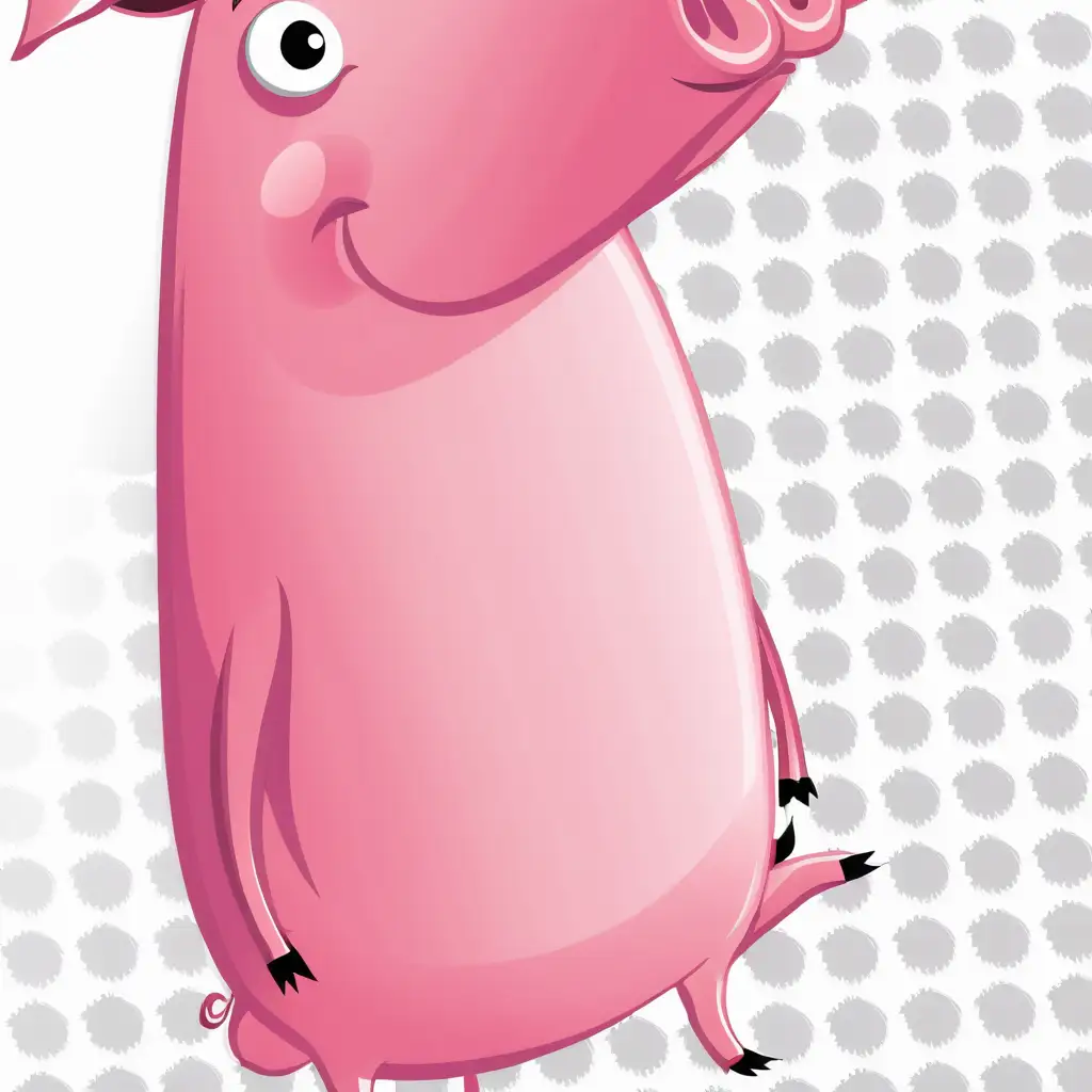 Cute Clip Art Pig in a Whimsical Farm Setting