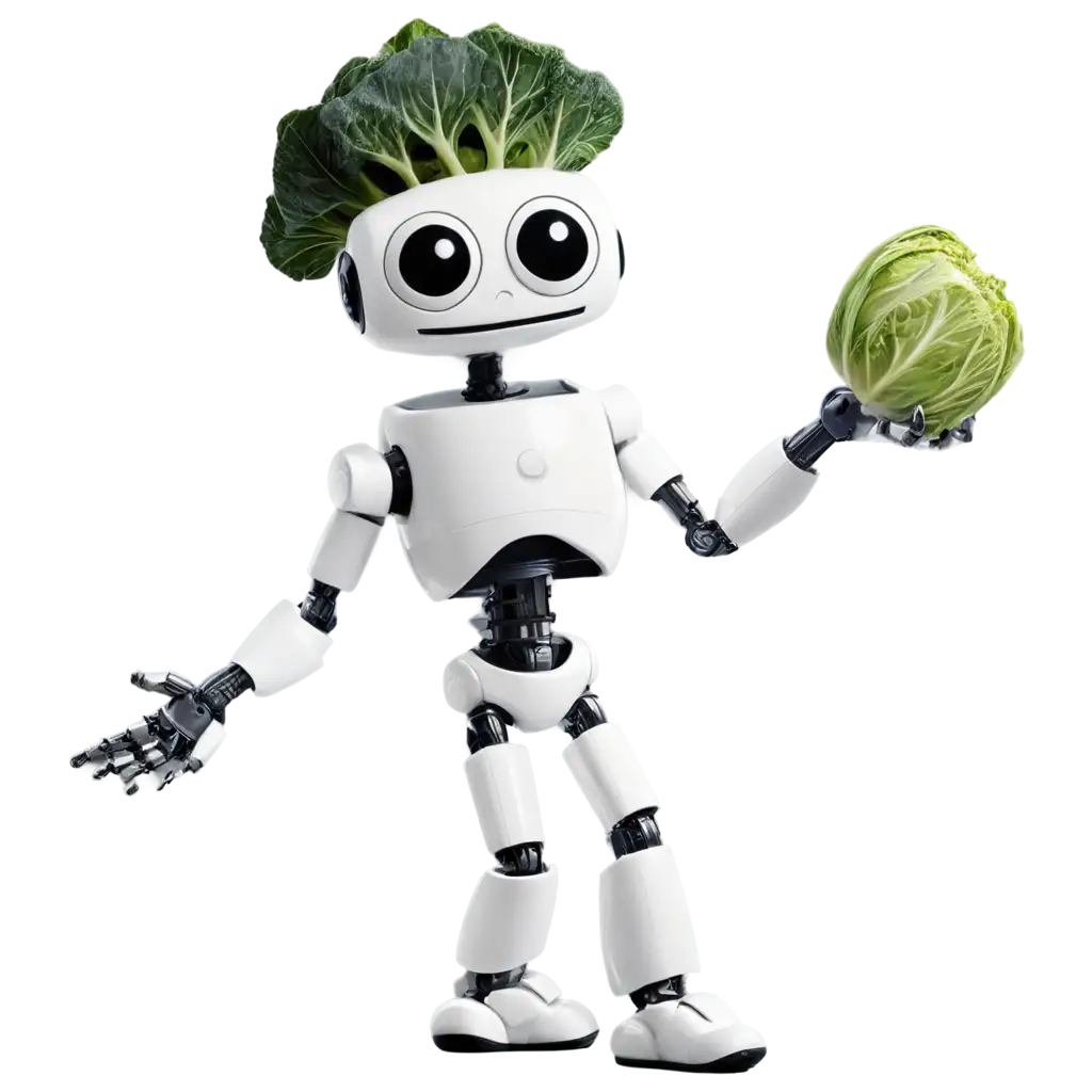 Anthropomorphic-Robot-Holding-a-Cabbage-PNG-Image-Whimsical-and-Futuristic-Illustration