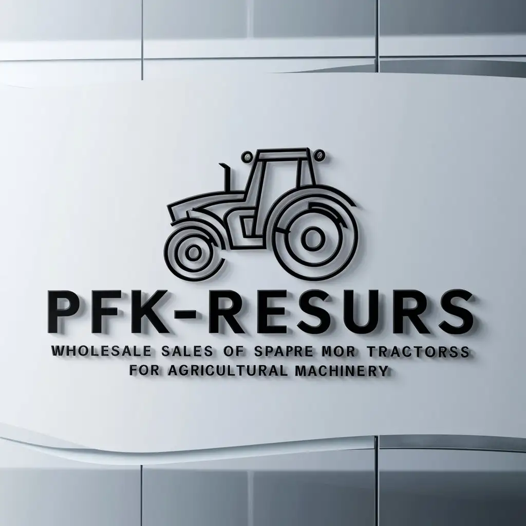 a logo design,with the text "PFK-RESURS", main symbol:TRACTOR,complex,be used in WHOLESALE SALES OF SPARE PARTS FOR TRACTORS AND AGRICULTURAL MACHINERY industry,clear background