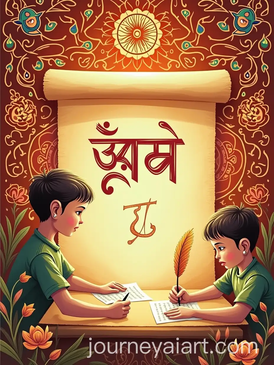 Class-7-NCERT-CBSE-Hindi-Grammar-Book-Cover-with-Traditional-Indian-Motifs