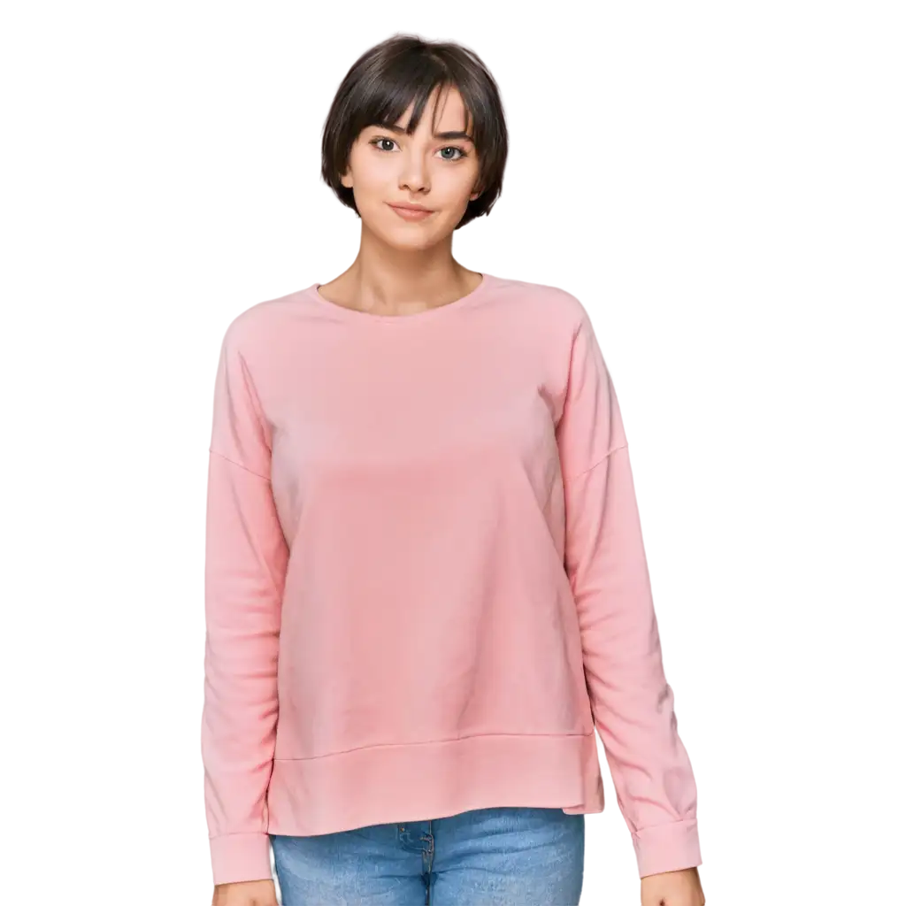 PNG-Image-Girl-with-Short-Hair-in-Pink-Womens-Shirt-with-Heart