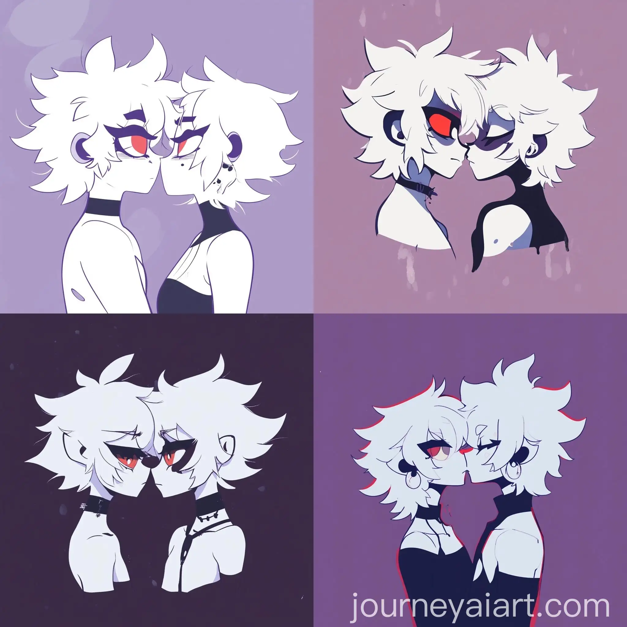 Minimalistic-Anime-Art-of-a-Boy-Kissing-in-White-and-Purple