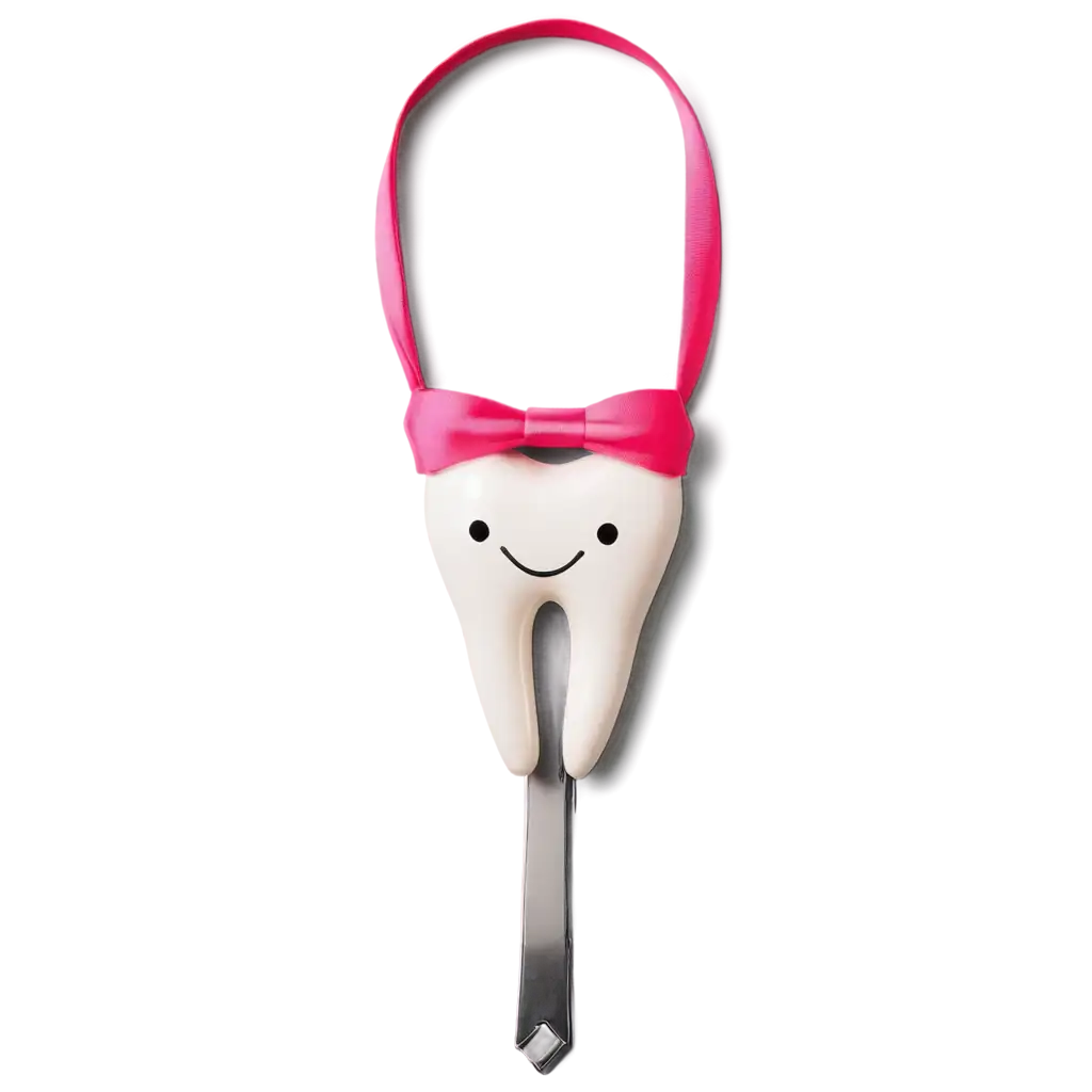 Vibrant-Tooth-with-Bracket-and-Pink-Ties-PNG-Image-Enhance-Your-Dental-Content-with-HighQuality-Graphics