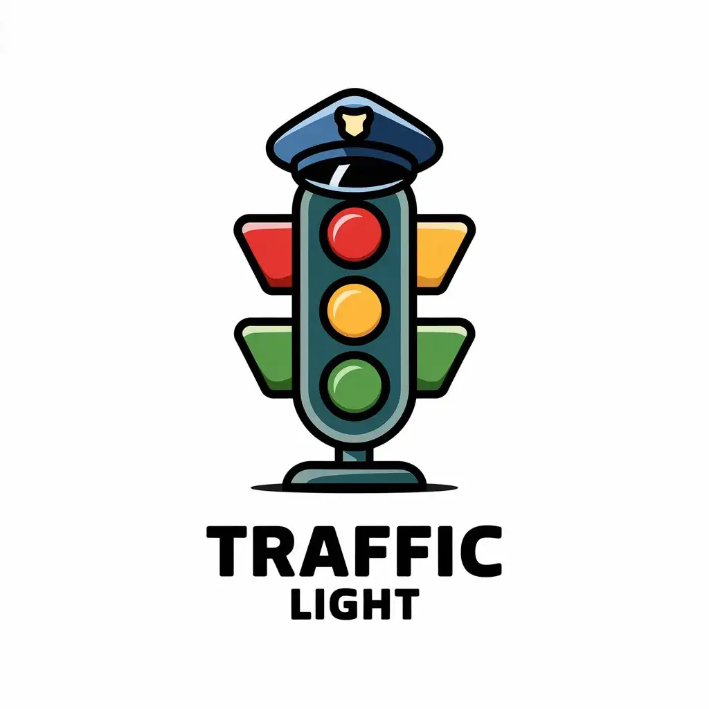 LOGO Design for Traffic Light Cartoon Traffic Light with Policemans Cap for Educational Use