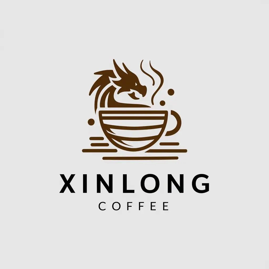 LOGO-Design-For-Xinlong-Coffee-Minimalistic-Dragon-and-Coffee-Theme