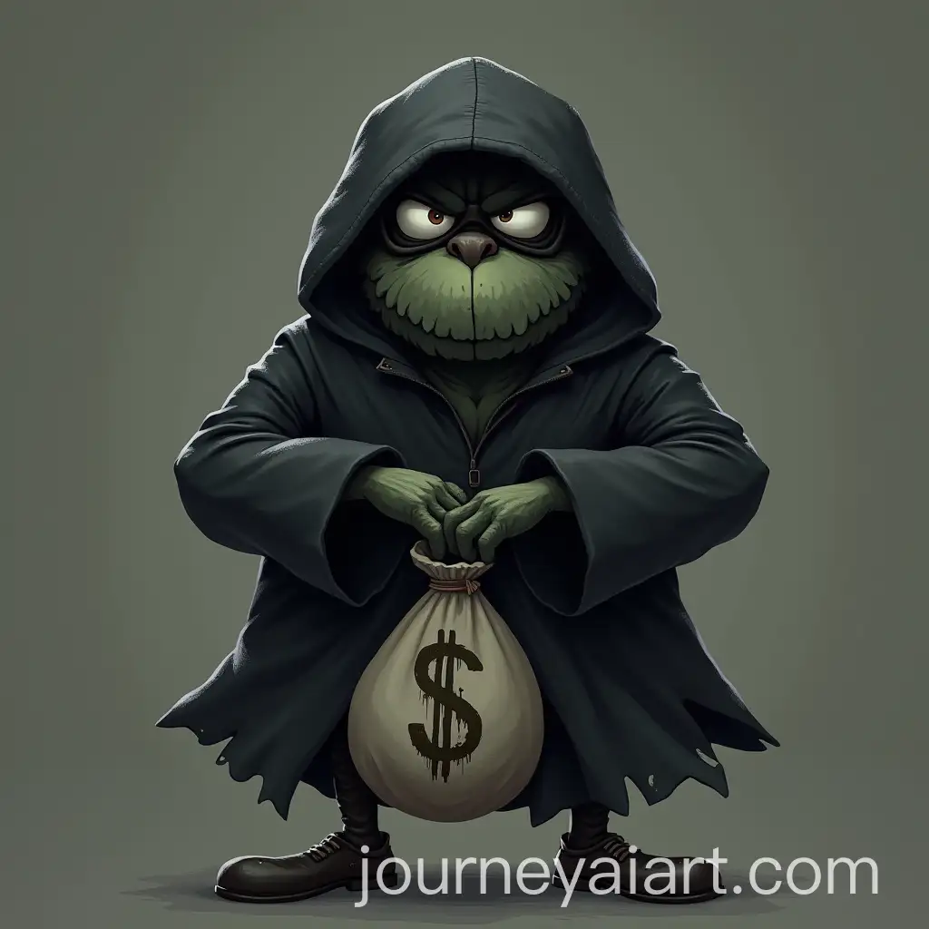Cartoon-Virus-Character-Holding-Money-Bag