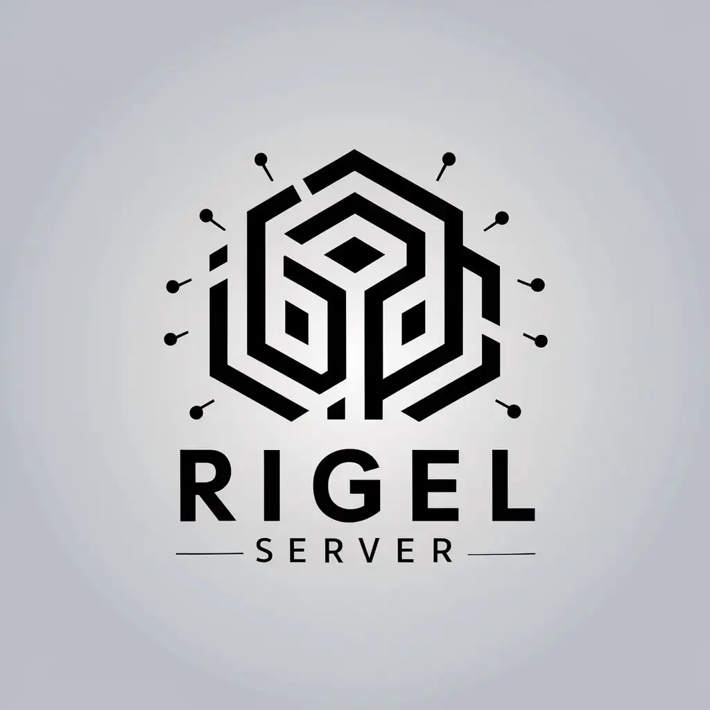 a vector logo design,with the text "Rigel Server", main symbol:Server,complex,be used in Technology industry,clear background