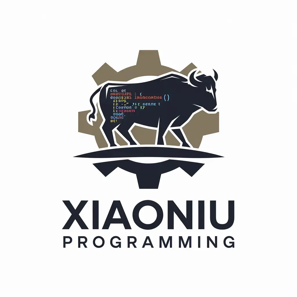 a vector logo design,with the text "Xiaoniu programming", main symbol:Ox, programming,Moderate,be used in Technology industry,clear background