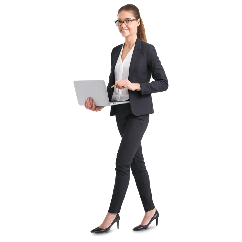 Professional-Corporate-Female-Employee-with-Laptop-in-Hand-HighQuality-PNG-Image