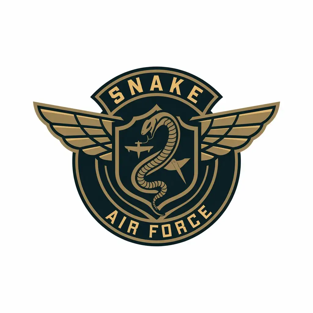 LOGO Design for Snake Air Force Shield King Snake Wings and Airplane in Military Style