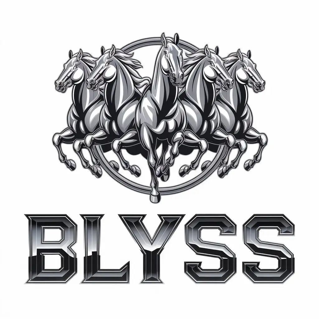 LOGO Design for Blyss Vector Logo Featuring Five Horses for Retail Industry