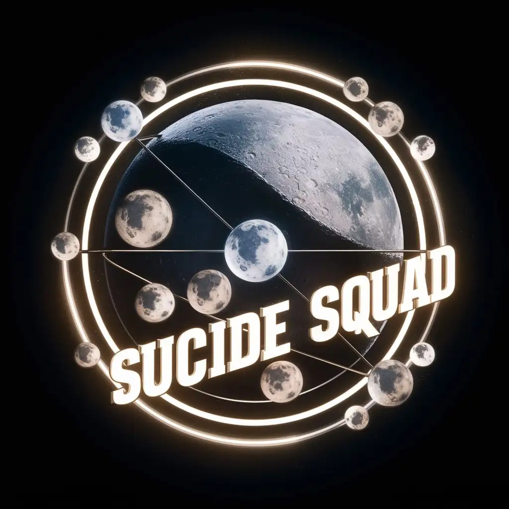 Suicide Squad Team Logo with 16 Full Moon Circle Theme