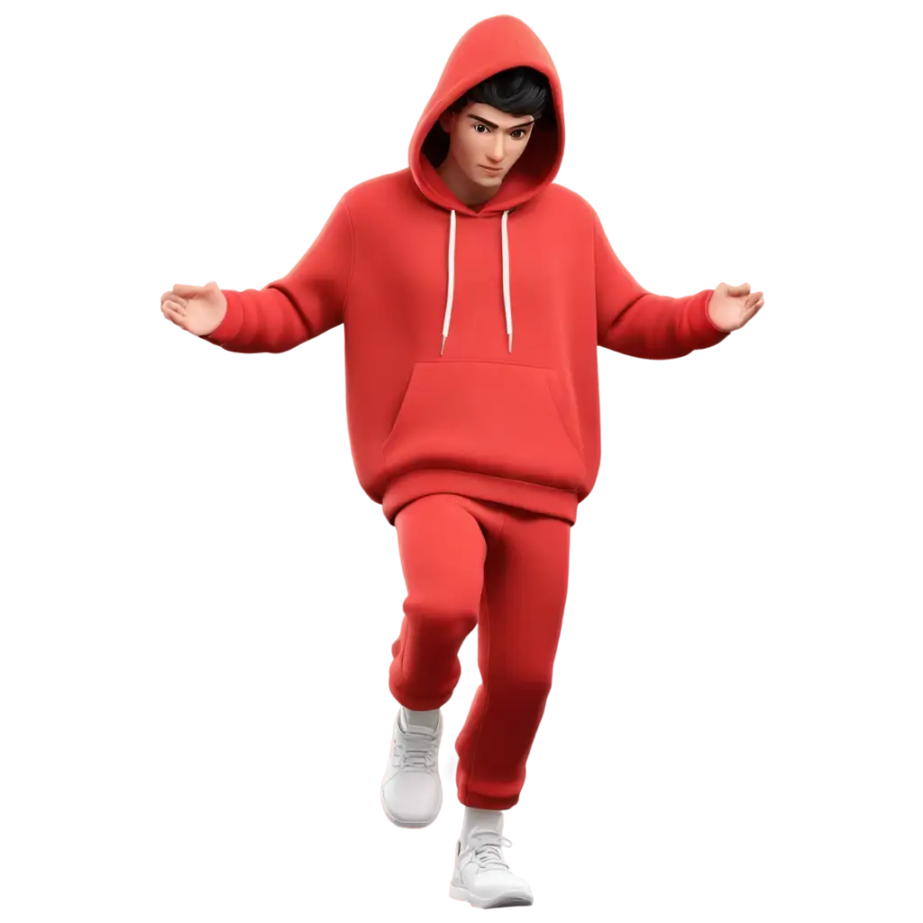 Red-Hoodie-Hovering-in-Air-PNG-Image-Futuristic-3D-Artwork