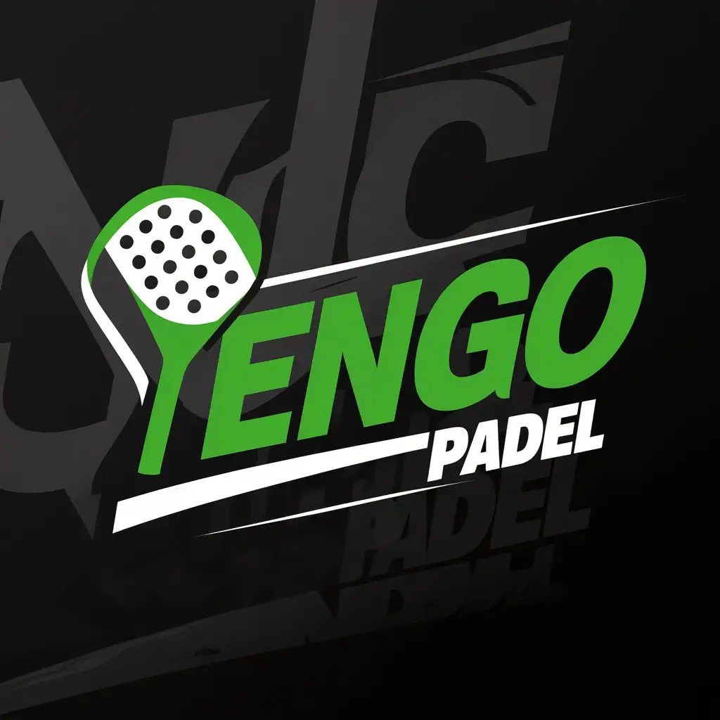 LOGO Design for TENGO Padel Green White with Paddle Symbol and Black Background