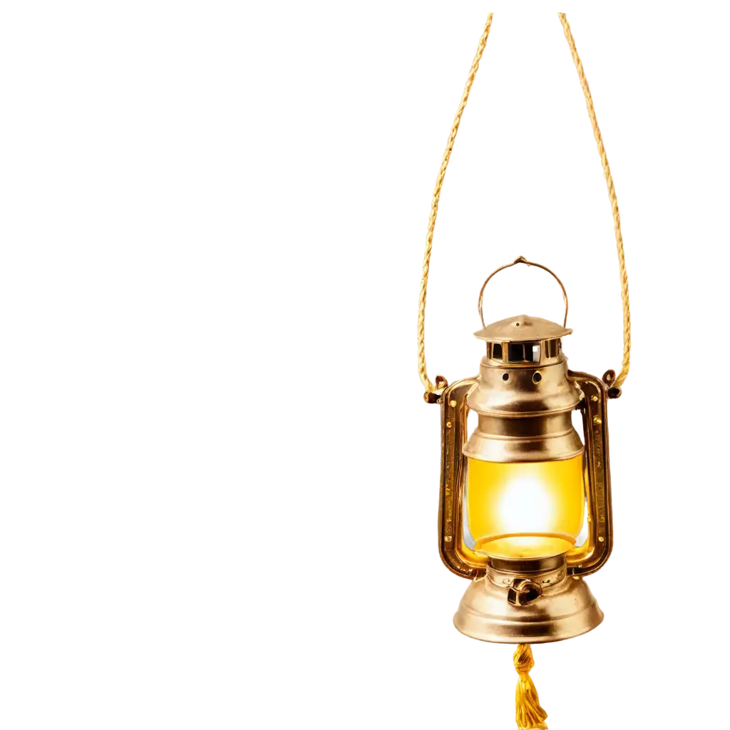 Golden-Lantern-with-Spreading-Yellow-Light-on-a-Rope-PNG-Image-for-Creative-Projects