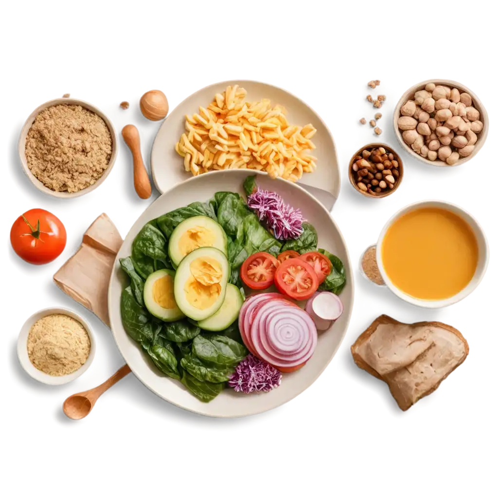 PNG-of-Different-CalorieRich-Foods-on-a-Plate-for-Nutrition-and-Diet-Graphics