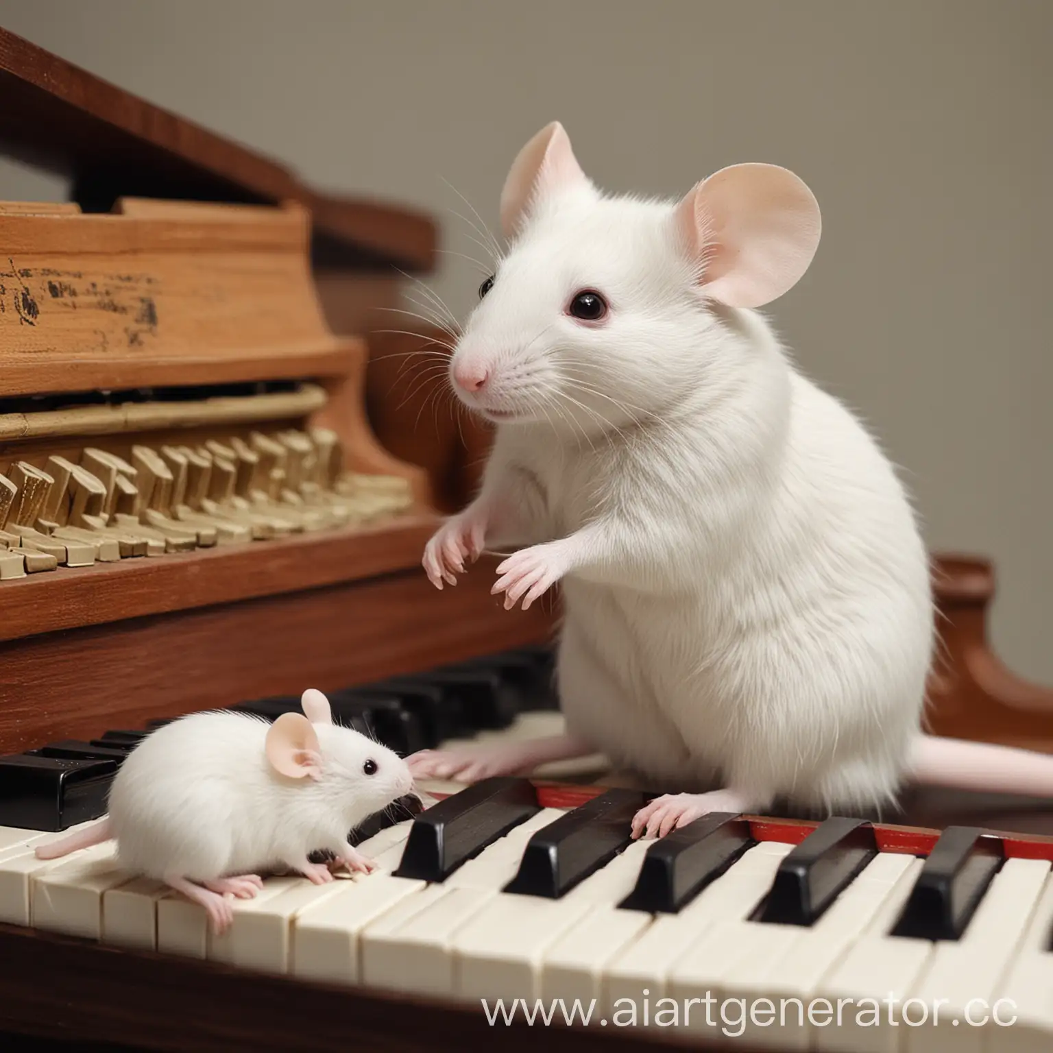 
The white mouse with the piano.