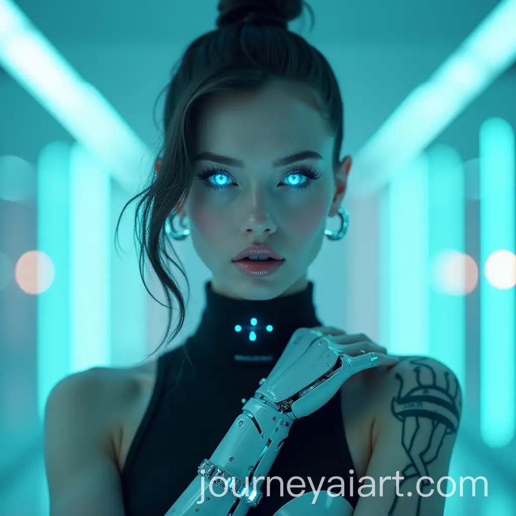 Futuristic-Female-AI-Influencer-in-Minimalist-Cyberpunk-Style-with-Glowing-Eyes