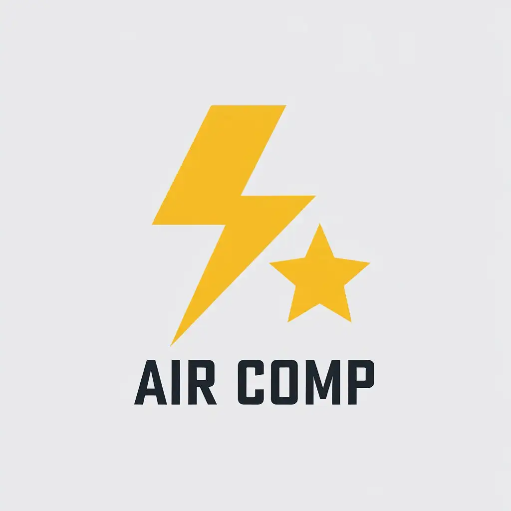 LOGO Design for Air Comp Lightning and Star Theme with Yellow Minimalistic Style