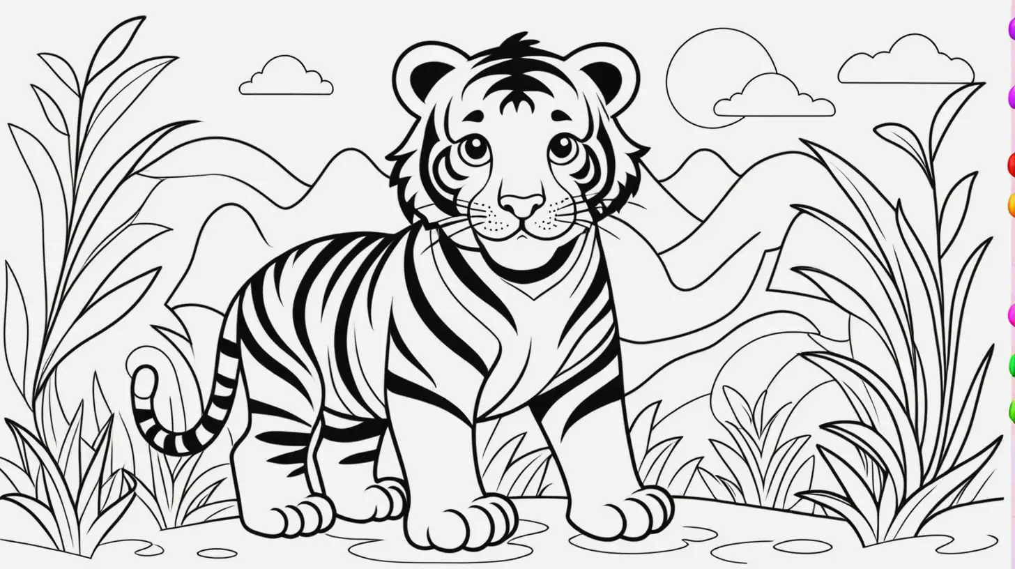 Adorable Tiger Kids Coloring Pages for Etsy